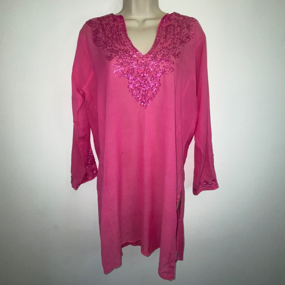 Roberta Freymann Sheer embellished cover top - Picture 1 of 5